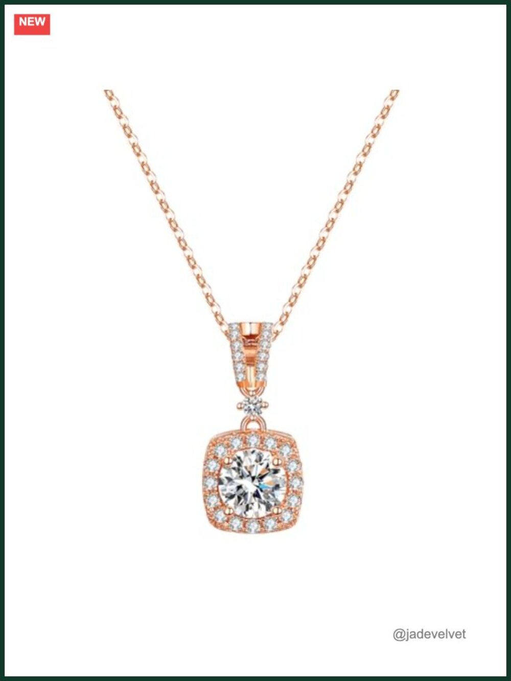 14K Gold 1ct VVS1 Diamond Square Pendant Necklace Women Gift